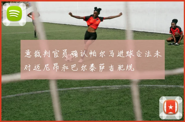 意裁判官员确认帕尔马进球合法未对迈尼昂和巴尔泰萨吉犯规